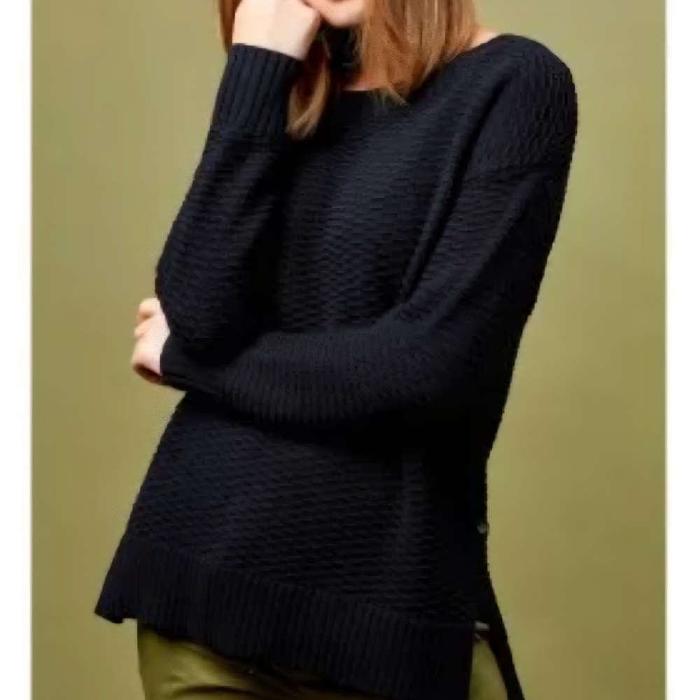 United By Blue Black Himley Waffle Knit Sweater Size Medium
